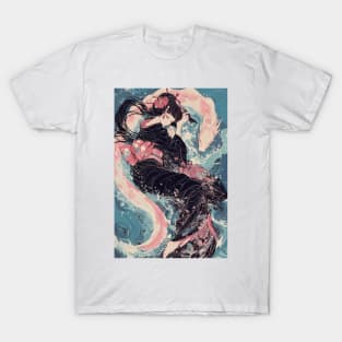 Geisha dragon in water 7207 T-Shirt